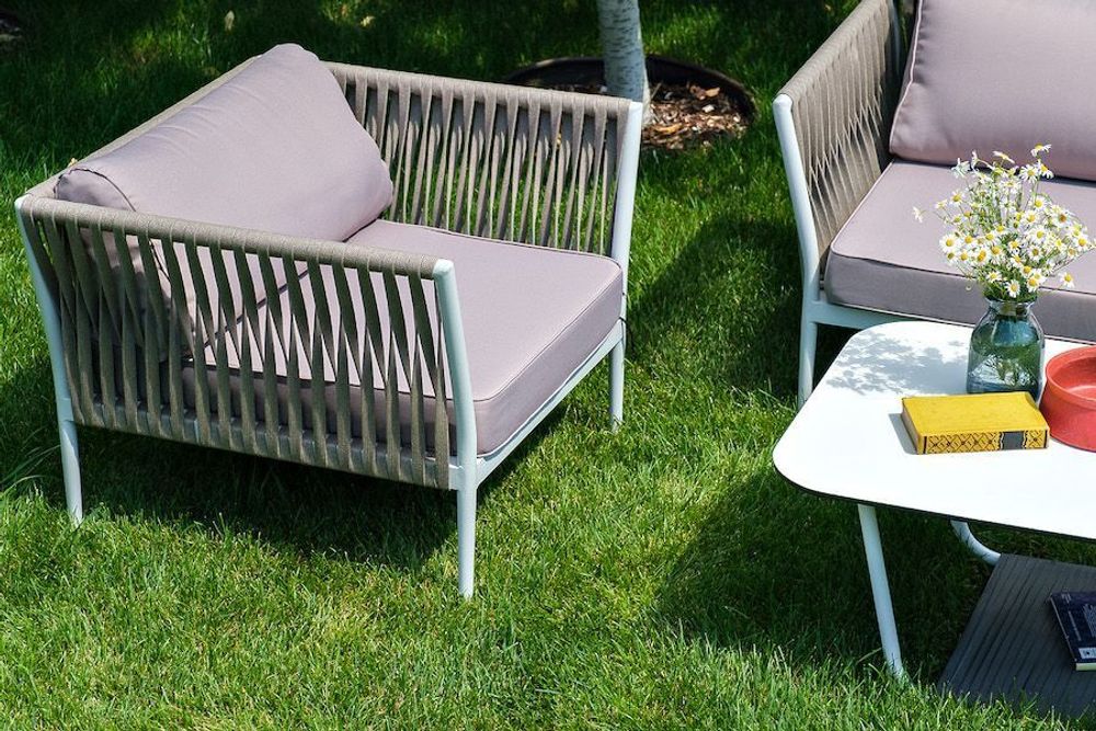 "Касабланка" лаунж-зона плетеная из роупа 4-местная, цвет серо-коричневый