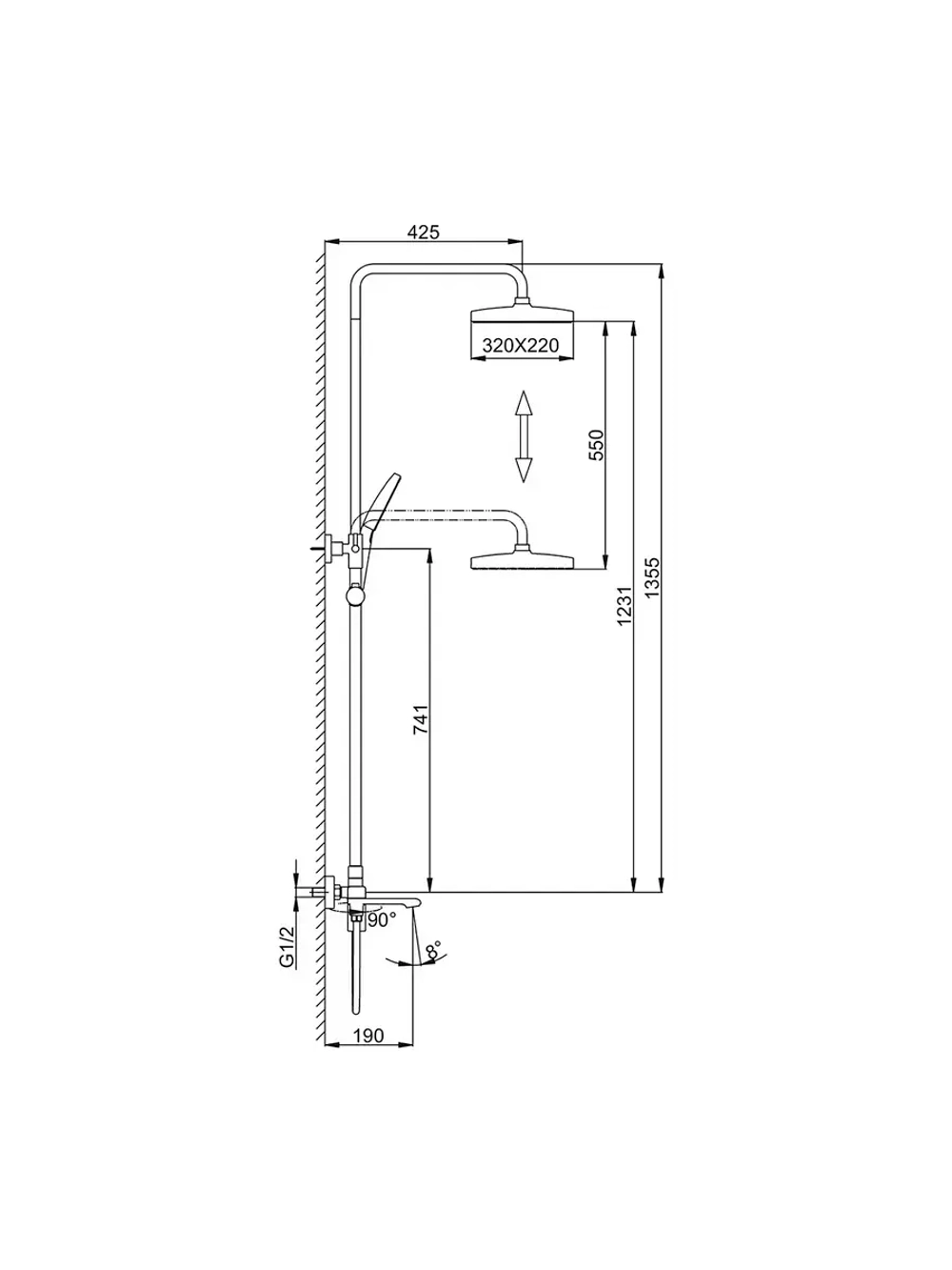 Душевая система с тропическим душем Frap F2484-9