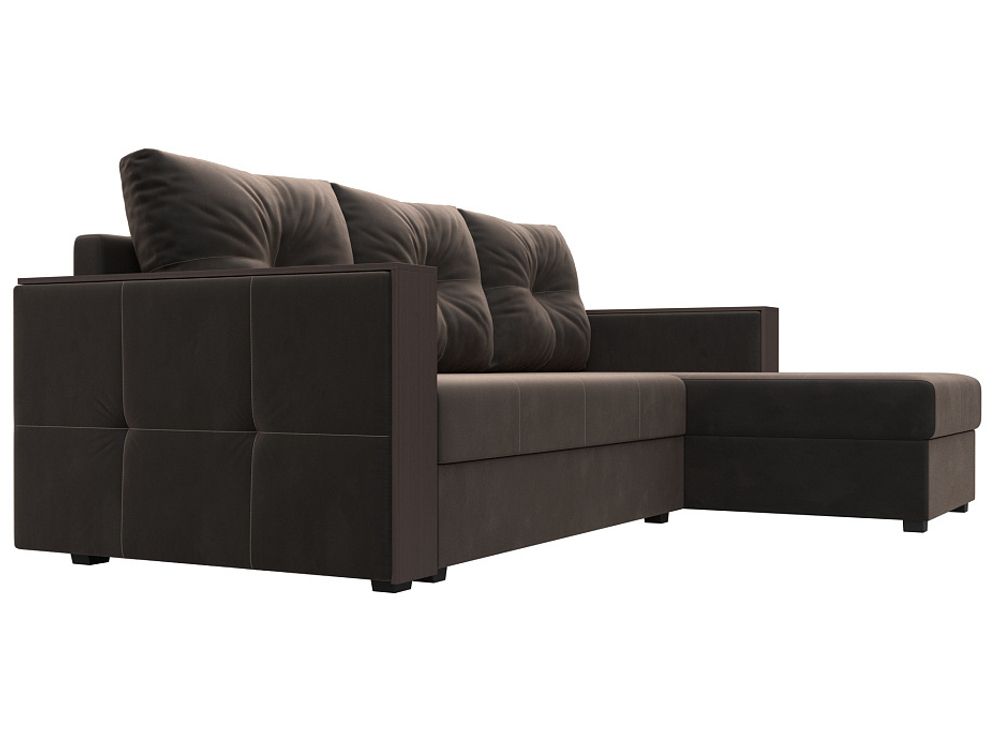 Диван угловой Валенсия Лайт правый угол, Коричневый, Велюр, 117748