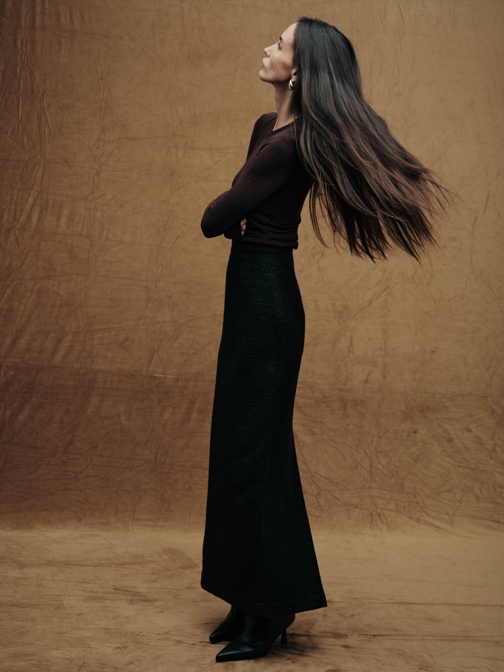 Прямая юбка из твида