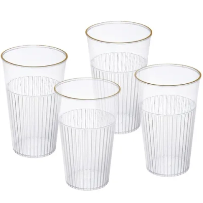 Стакан пластиковый 600мл «Полоски» в наборе 4шт, микс цветов