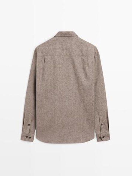 Massimo Dutti Меланжевая куртка-рубашка с карманом, экрю