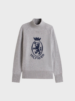 Свитер Tommy Hilfiger Intarsia Crest Logo Wool- Blend Mid Grey Heather