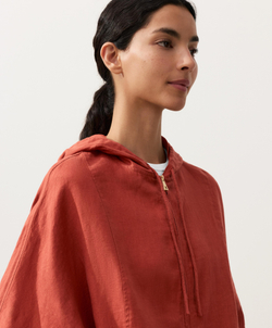 Oysho Куртка с капюшоном в полоску из 100% льна, красноватый