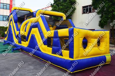 Надувная полоса препятствий "Веселый забег" 15*3*4 м, жёлто-синий