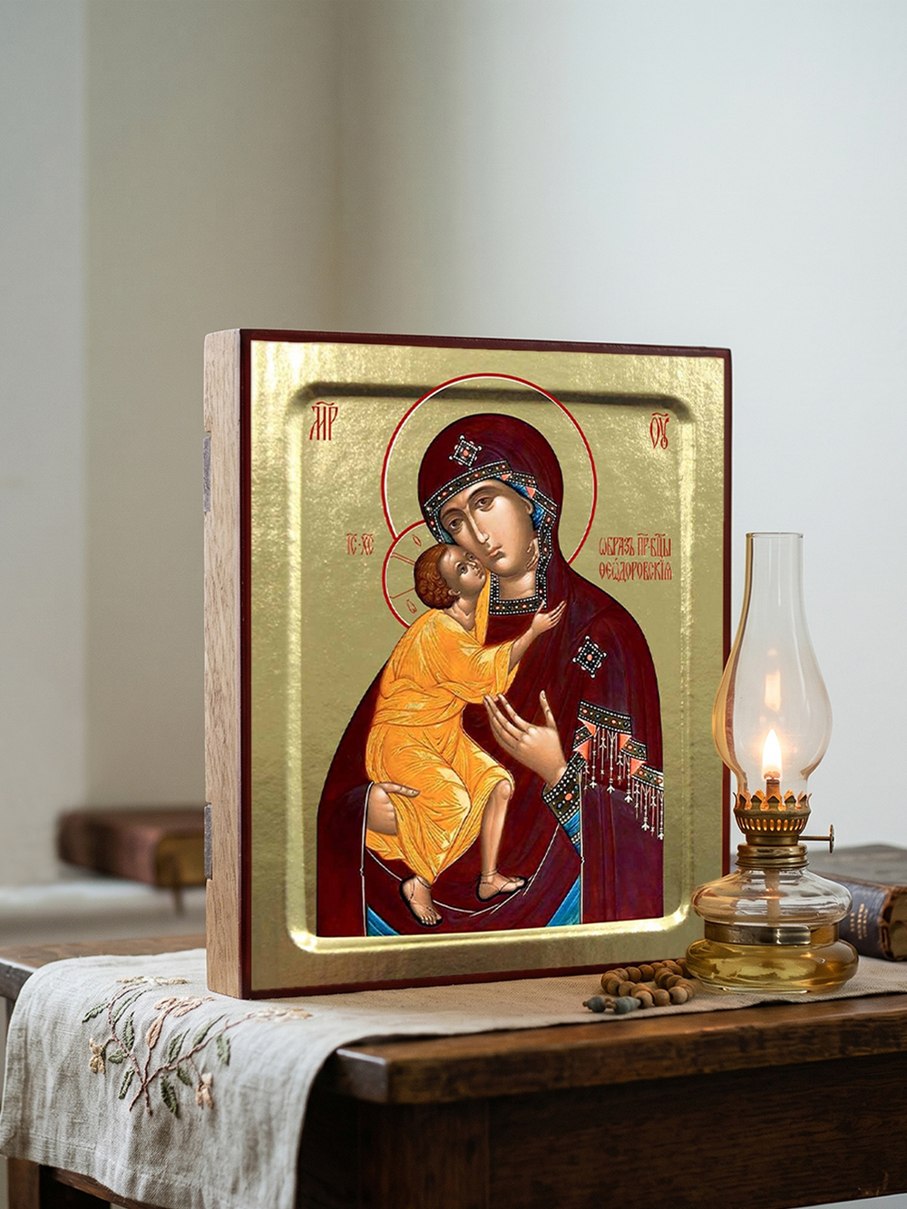 Икона Пресвятой Богородицы, Феодоровская на дереве: 125 х 160 (Синопсисъ)