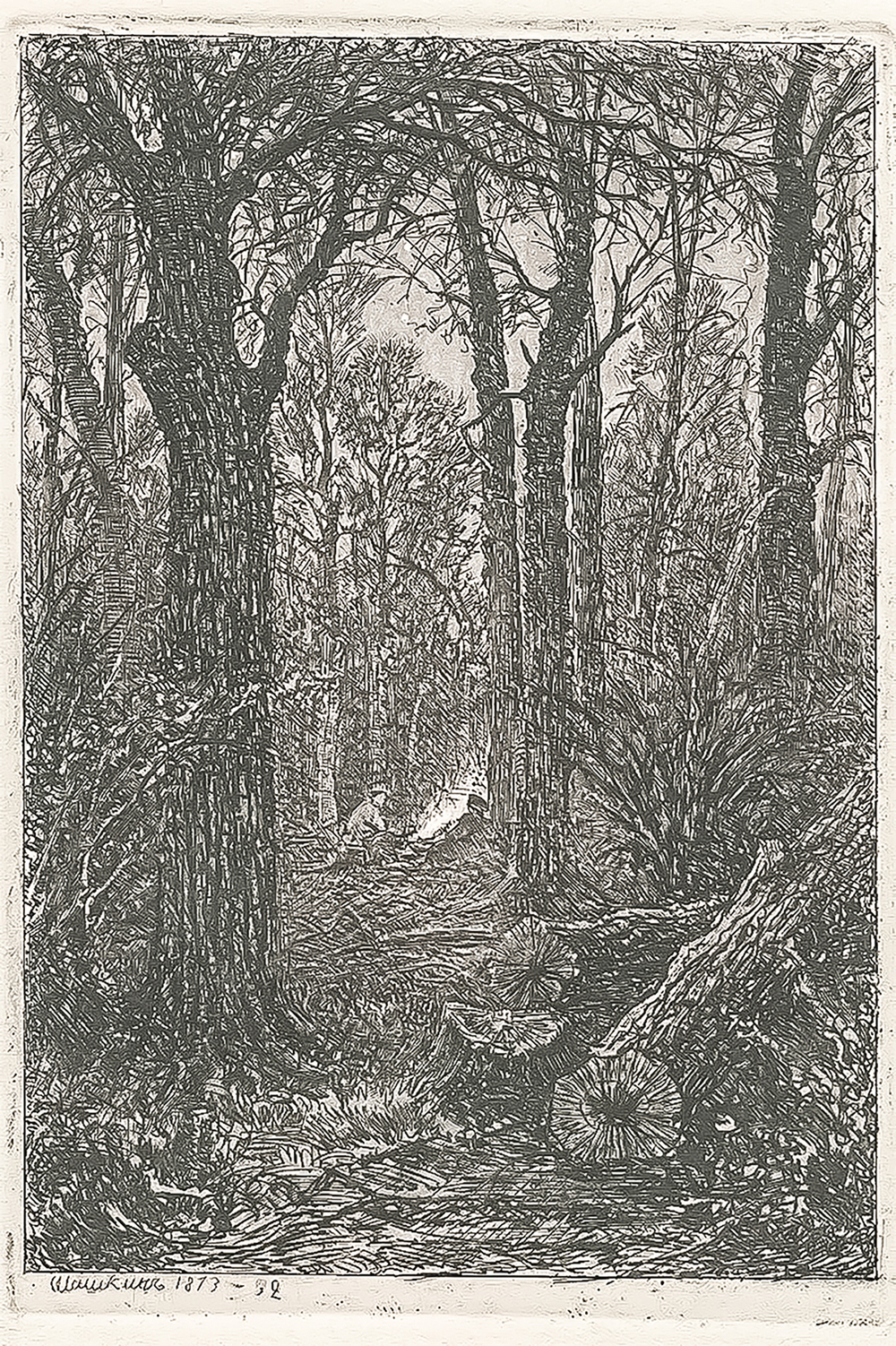 Шишкин Иван Иванович. На порубке. 1873 г. Бумага, офорт.