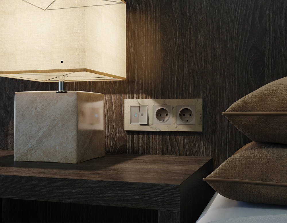 MA364060 Комплект механизма 2-кл выключателя с самовозвратом с подсветкой 10000K ALFA Серо-бежевый матовый QUANT (AP3640, VM129, G17B)