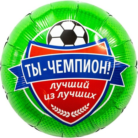Круглый шар "Ты-чемпион! Ты-лучший из лучших" 46 см