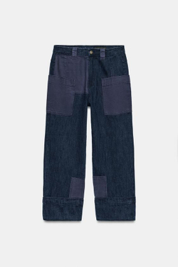 ZARA БРЮКИ С КОМБИНИРОВАННЫМИ КАРМАНАМИ — ZW COLLECTION, СИНИЙ