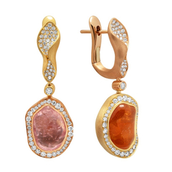 Серьги с Морганитом, Спессартином и Бриллиантами, E0030-85/1