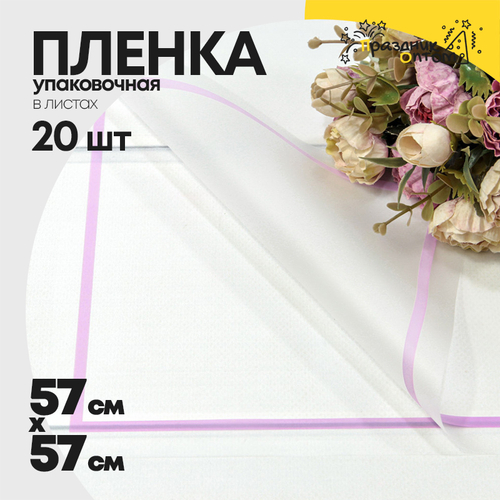 Пленка В листах 20 шт 57 х 57 см с цветной рамкой (Сиреневый)