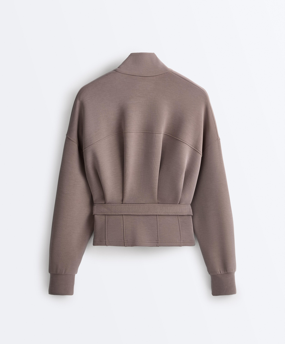 Oysho Мягкая куртка облегающего кроя, серо-коричневый