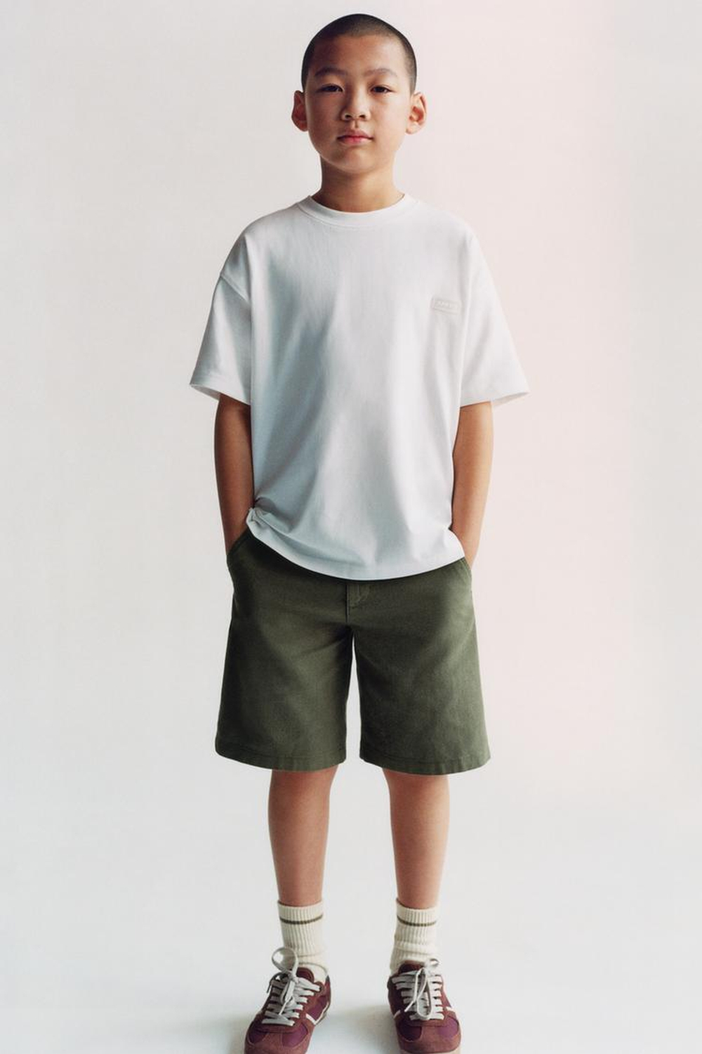 ZARA ШОРТЫ ЧИНОС ИЗ СМЕСОВОГО ЛЬНА, ТЕМНЫЙ ХАКИ