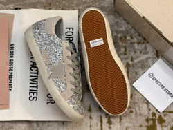 Super Star in Silver Glitter With Ice-Gray Suede Star