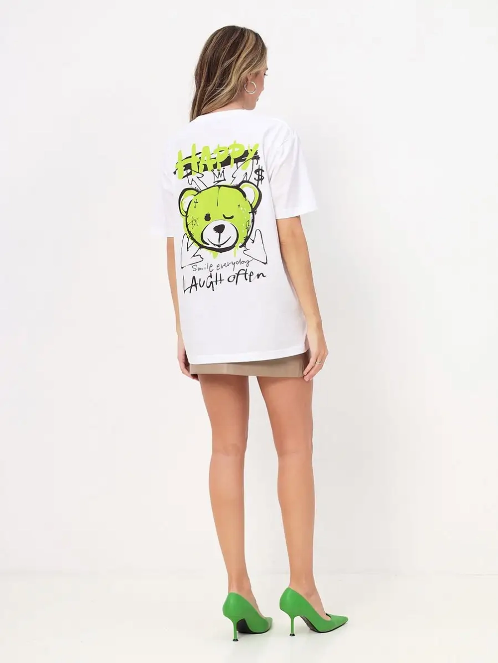 Футболка оверсайз свободная с принтом на спине