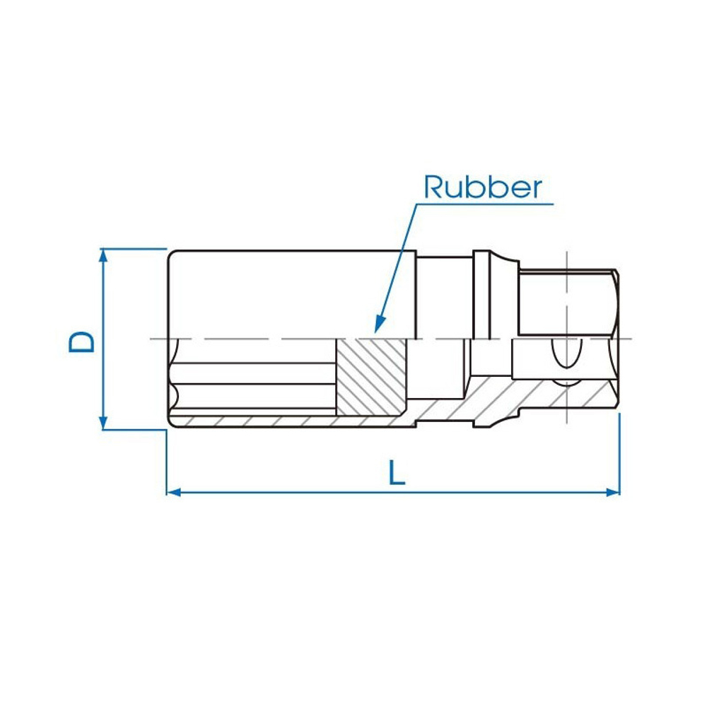 KING TONY (463516R) Головка свечная шестигранная 1/2", 16 мм, резиновый фиксатор