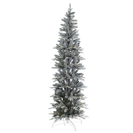 GAEM Ёлка искусств с подсвет (бел флок), L55 W55 H210 см, 300 LED, тепл бел+м/цв, 8 реж, от сети, провод