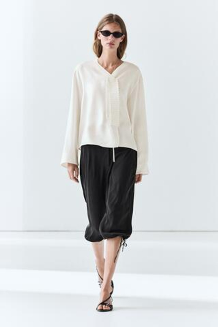Massimo Dutti Блуза из льняной ткани с пуговицами, белый