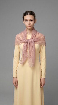 Оренбургский пуховый платок-паутинка А100-06 магнолия