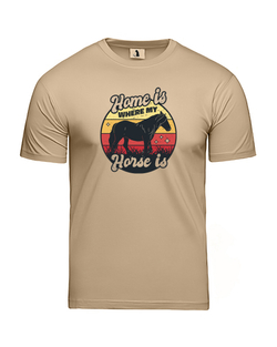 Футболка с лошадью Home is where my horse unisex бежевая