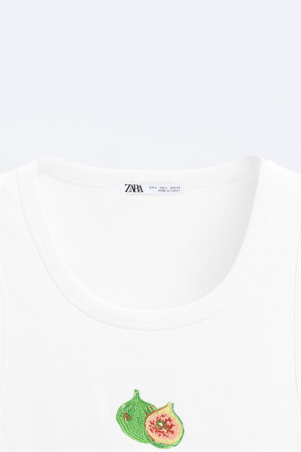 ZARA МАЙКА С КОНТРАСТНОЙ ВЫШИВКОЙ, БЕЛЫЙ