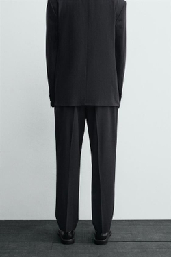 ZARA КОСТЮМНЫЕ БРЮКИ В ТОНКУЮ ПОЛОСКУ, МОРСКОЙ ТЕМНО-СИНИЙ