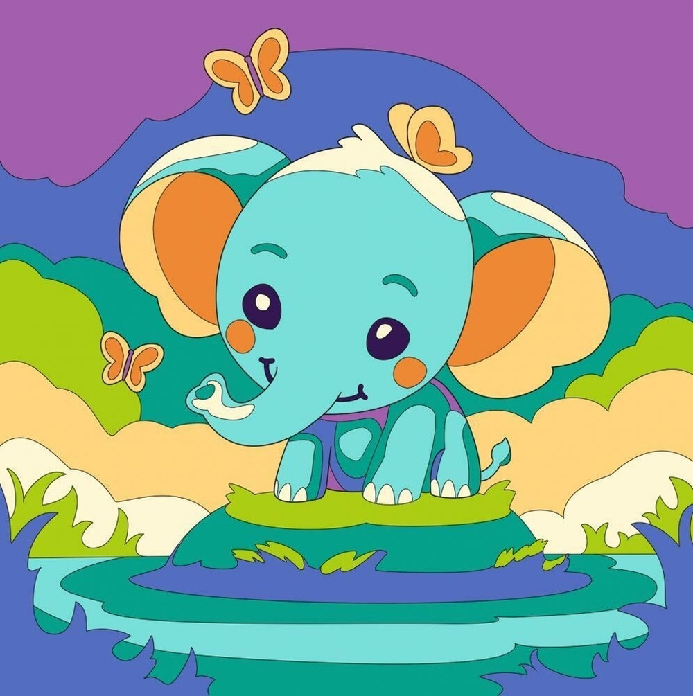 Картина по номерам 20*20см. "Слоник" (на подрам.) (Lori)