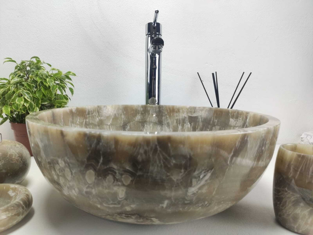 Раковина из оникса Bowl Grey Small TinLip BO-61064 40*40*15