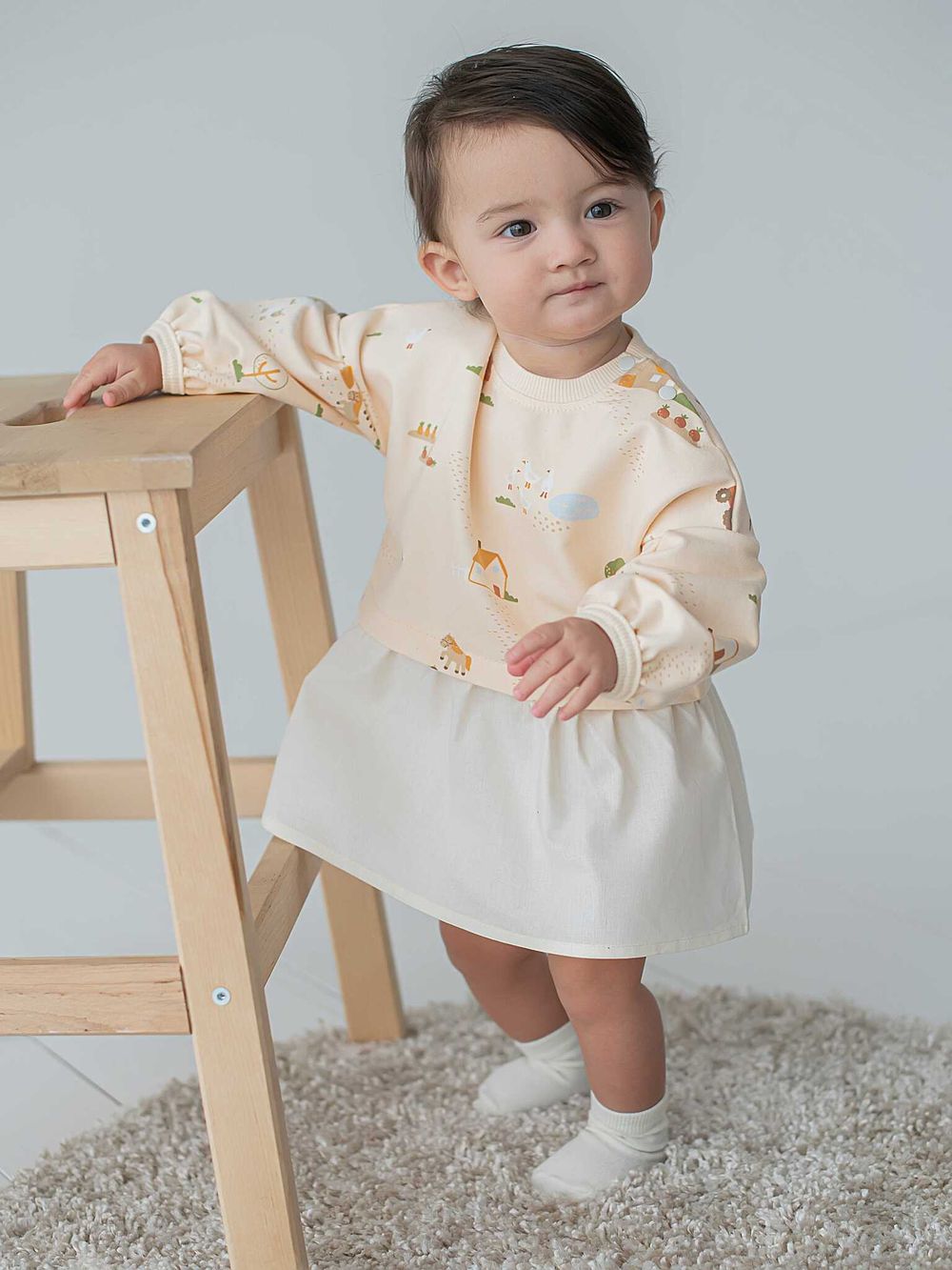 Платье с хлопковой юбкой "Ферма" 0+