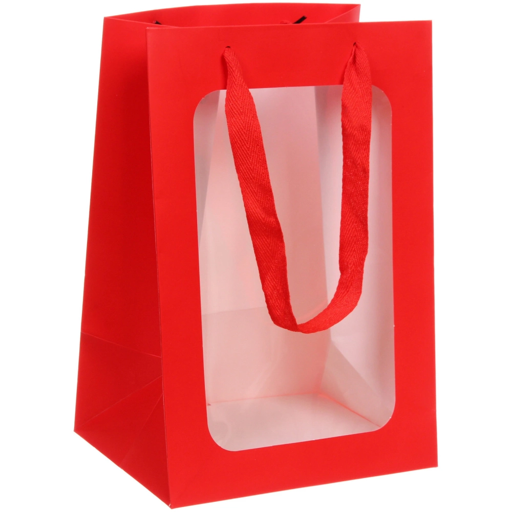 Пакет для цветов и подарков»Искренний подарок» 20*16*30 см, Красный