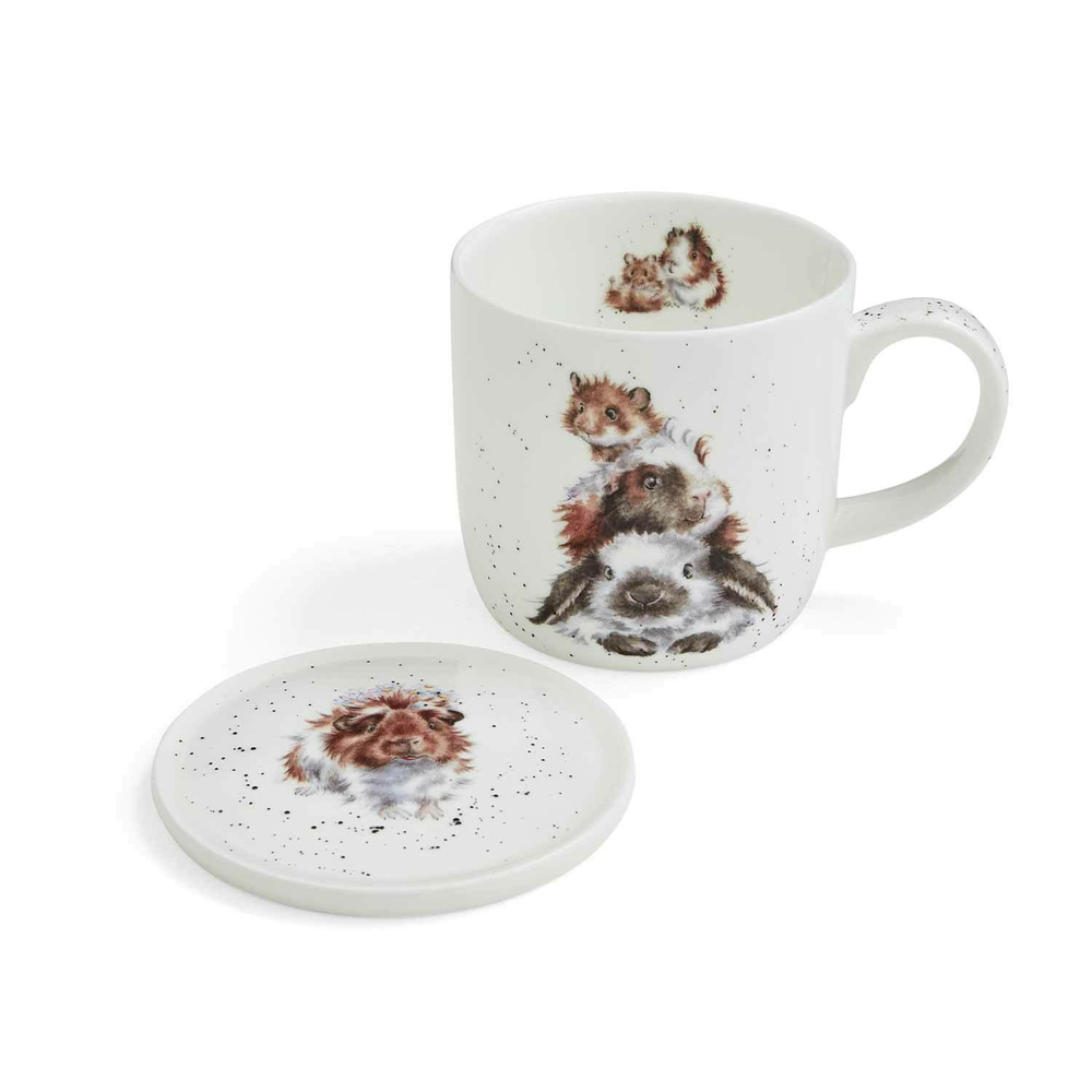 Royal Worcester - Wrendale Designs Кружка-поросенок 290 мл с подставкой / артикул   WNQV3943-XG  / GTIN 749151772861