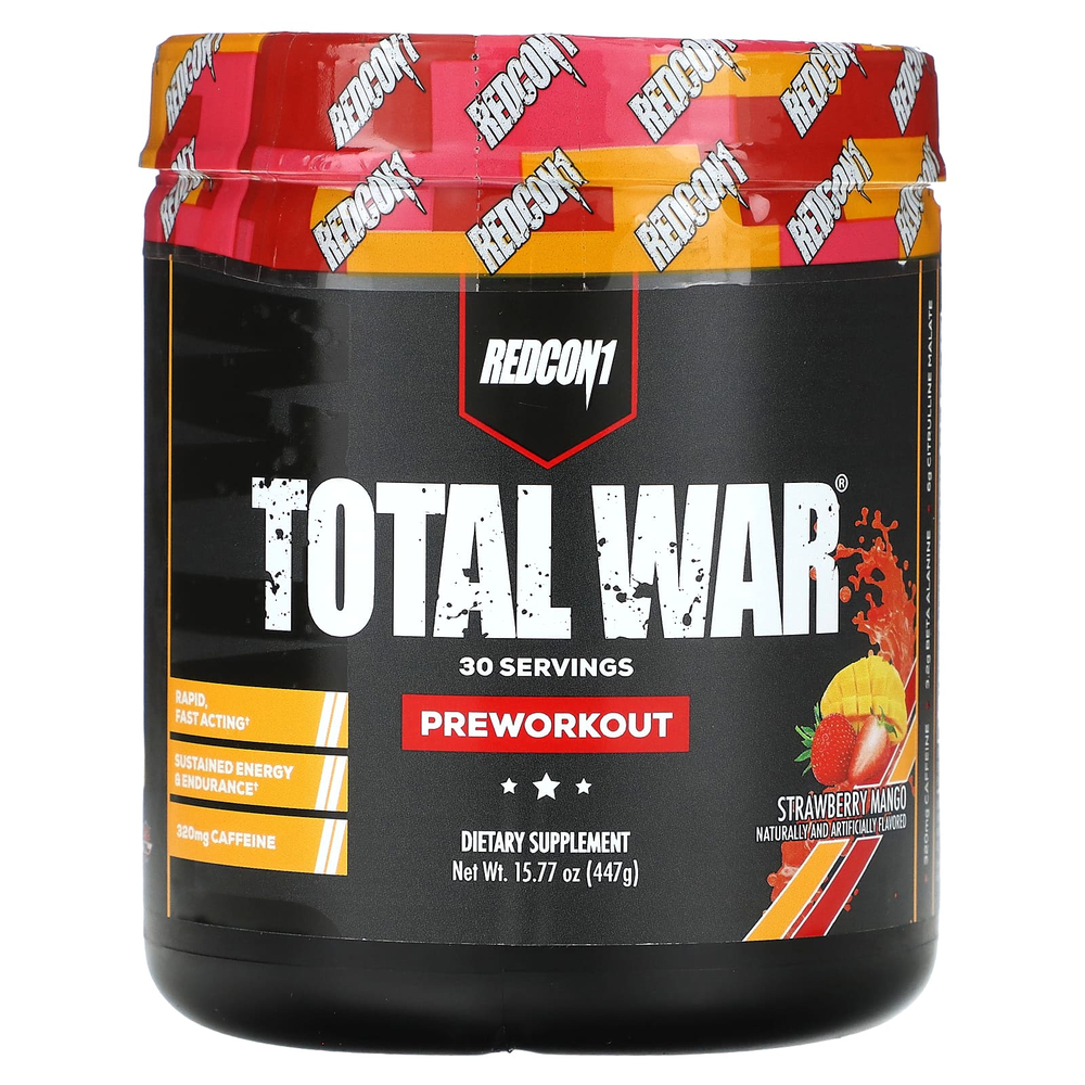 Redcon1, Total War®, предтренировочный комплекс, со вкусом клубники и манго, 447 г (15,77 унции)