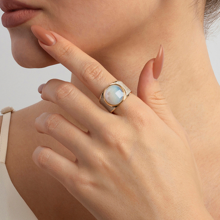 Кольцо Possebon Pearl Opaline 17.2 мм K3185.25/17.2 BW/G