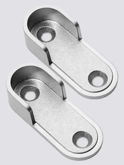 Штангодержатель мебельный для овальной штанги шириной 15,5 мм, 2 шт. OTLEX для шкафа и гардероба, боковое крепление, замак, никель