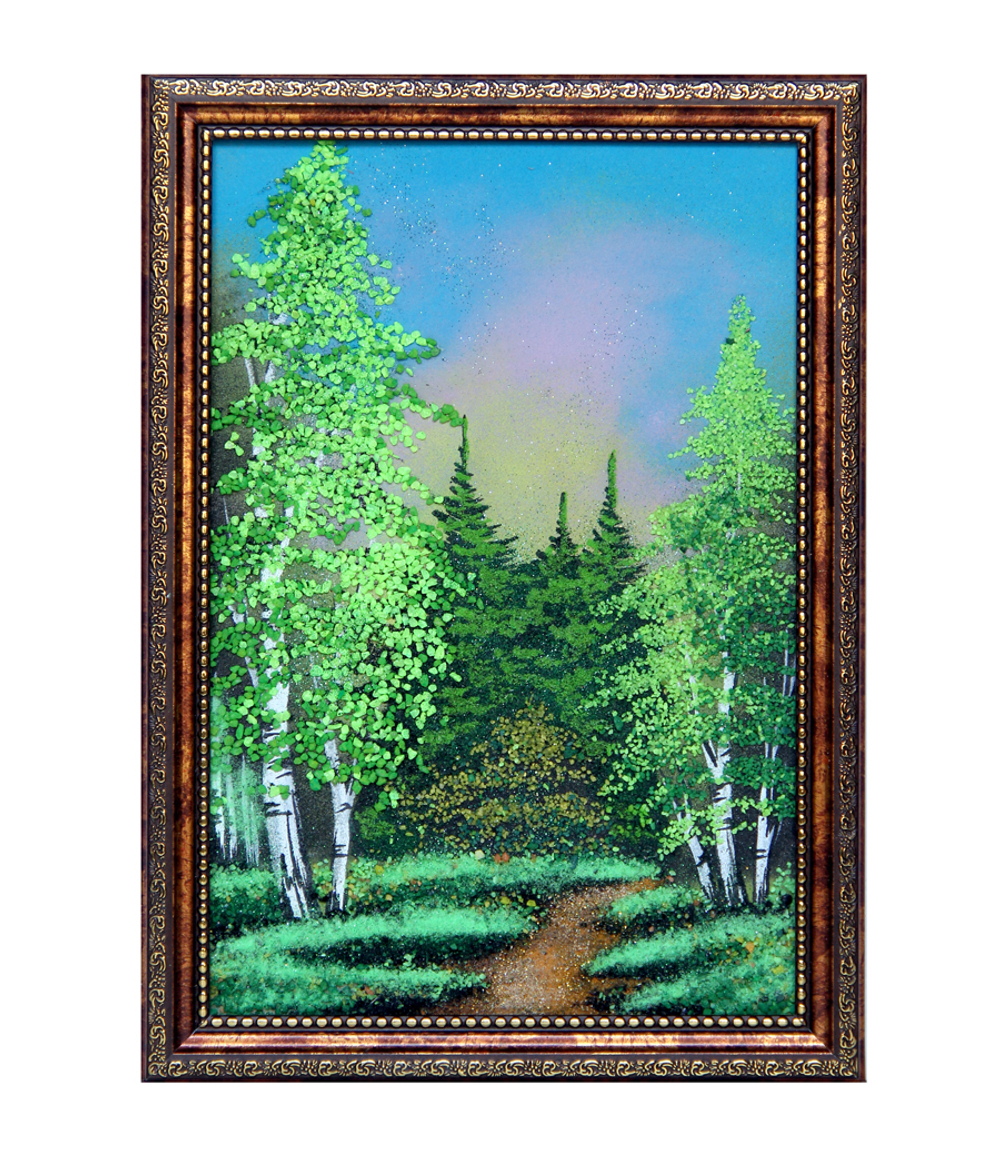 Картина " Летний пейзаж " рисованная каменной крошкой 33.5-23.5 см вес 320 гр.