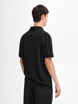 Massimo Dutti Поло из рельефного хлопкового пике, черный