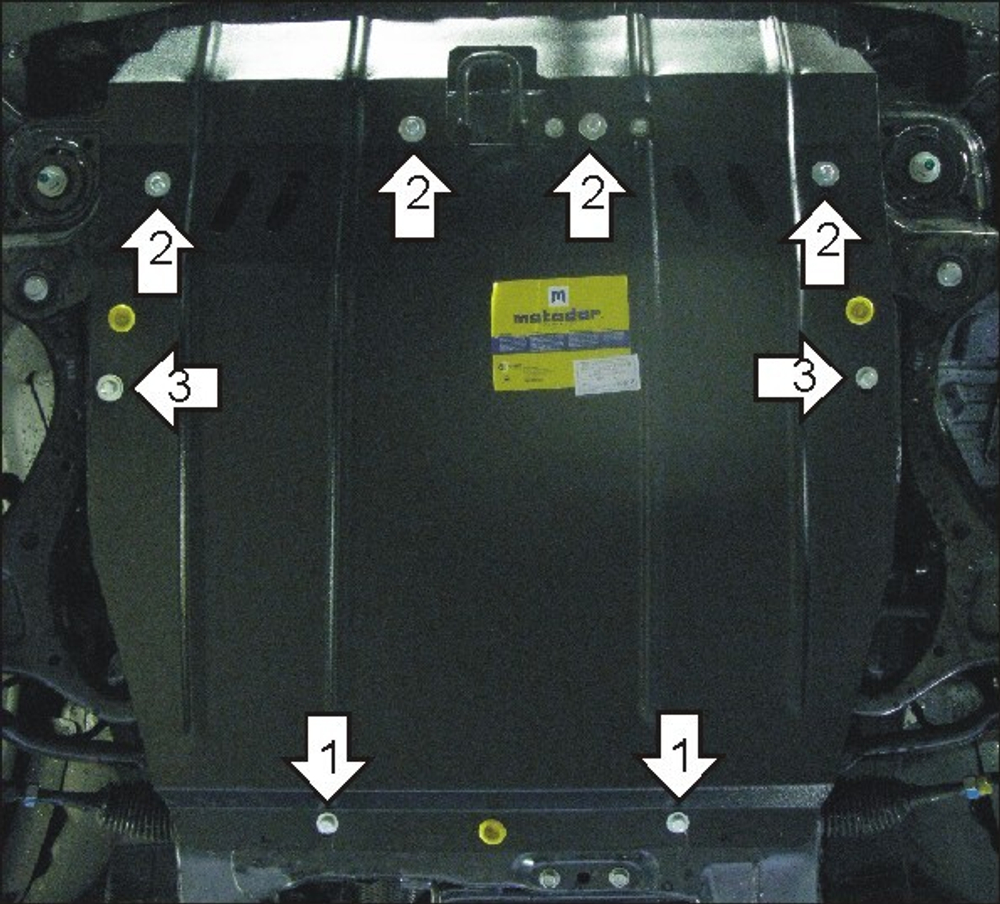 Усиленная защита Motodor картера Двигателя, КПП. 2 мм, Сталь. для Hyundai Santa Fe II 2006-2009, Hyundai Santa Fe II 2011-2012, Hyundai Santa Fe II 2009-2011 арт.00917