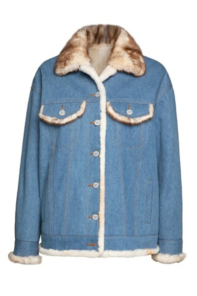 Джинсовая куртка с натуральным мехом норки
