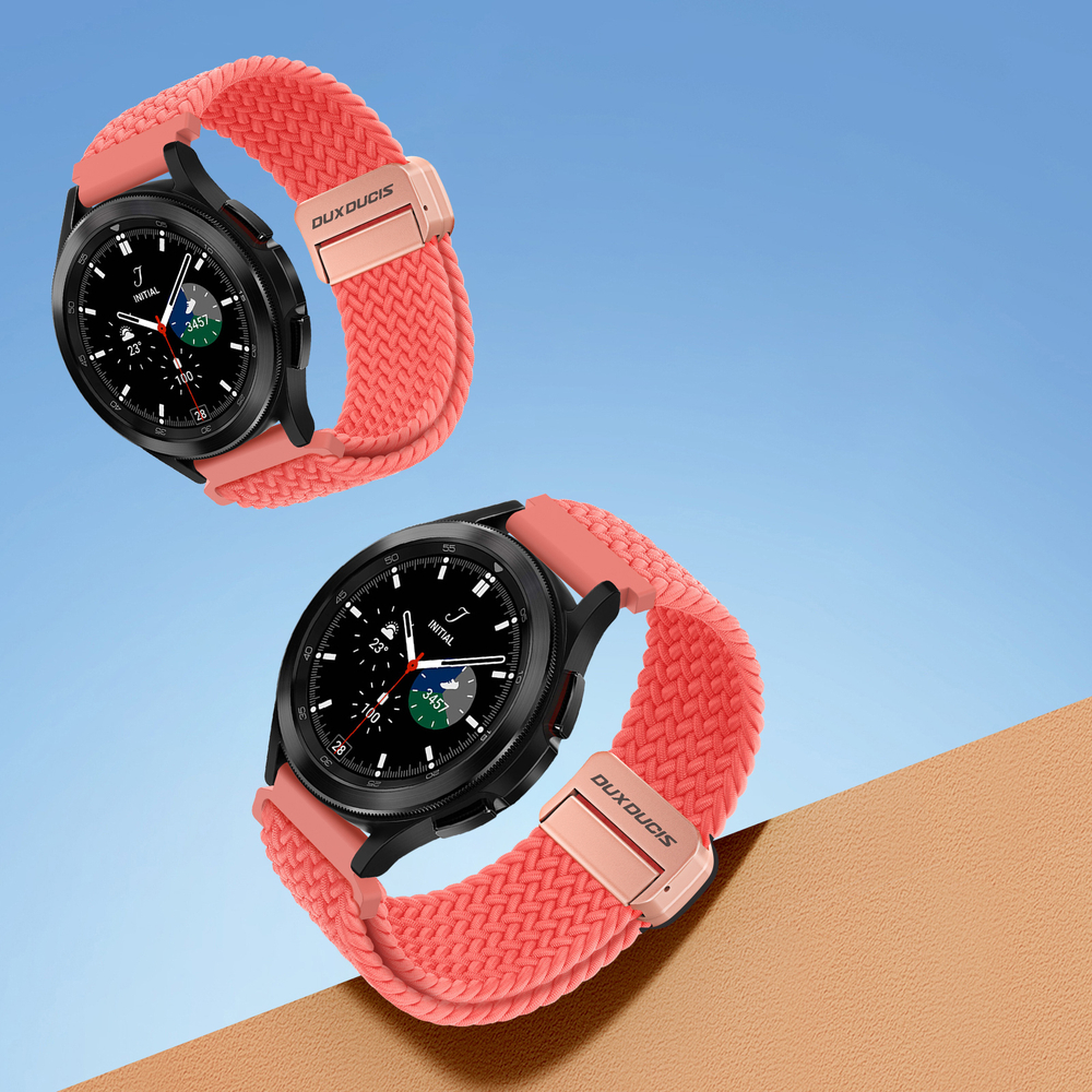 Эластичный ремешок красного цвета (Guava) от Dux Ducis для смарт часов Samsung Galaxy Watch 45 и 46мм (размер крепления 22мм), серия Strap (Mixture Pro Series)