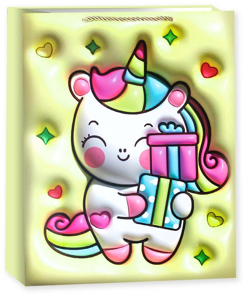 Пакет подарочный, Зефирный единорог, Дизайн №2, 32*26*12 см, 1 шт.