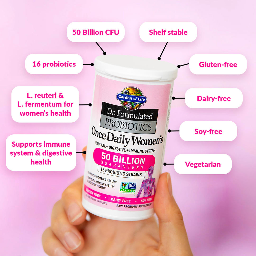 Garden of Life, Dr. Formulated Probiotics, пробиотики, одна таблетка в день для женщин, 30 вегетарианских капсул