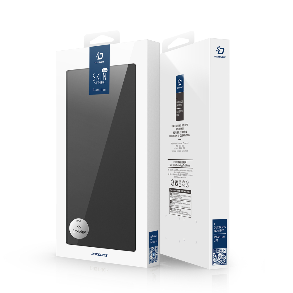 Чехол книжка из PU кожи черного цвета от Dux Ducis для смартфона Samsung Galaxy S25 Edge, серия Skin Pro Series Case