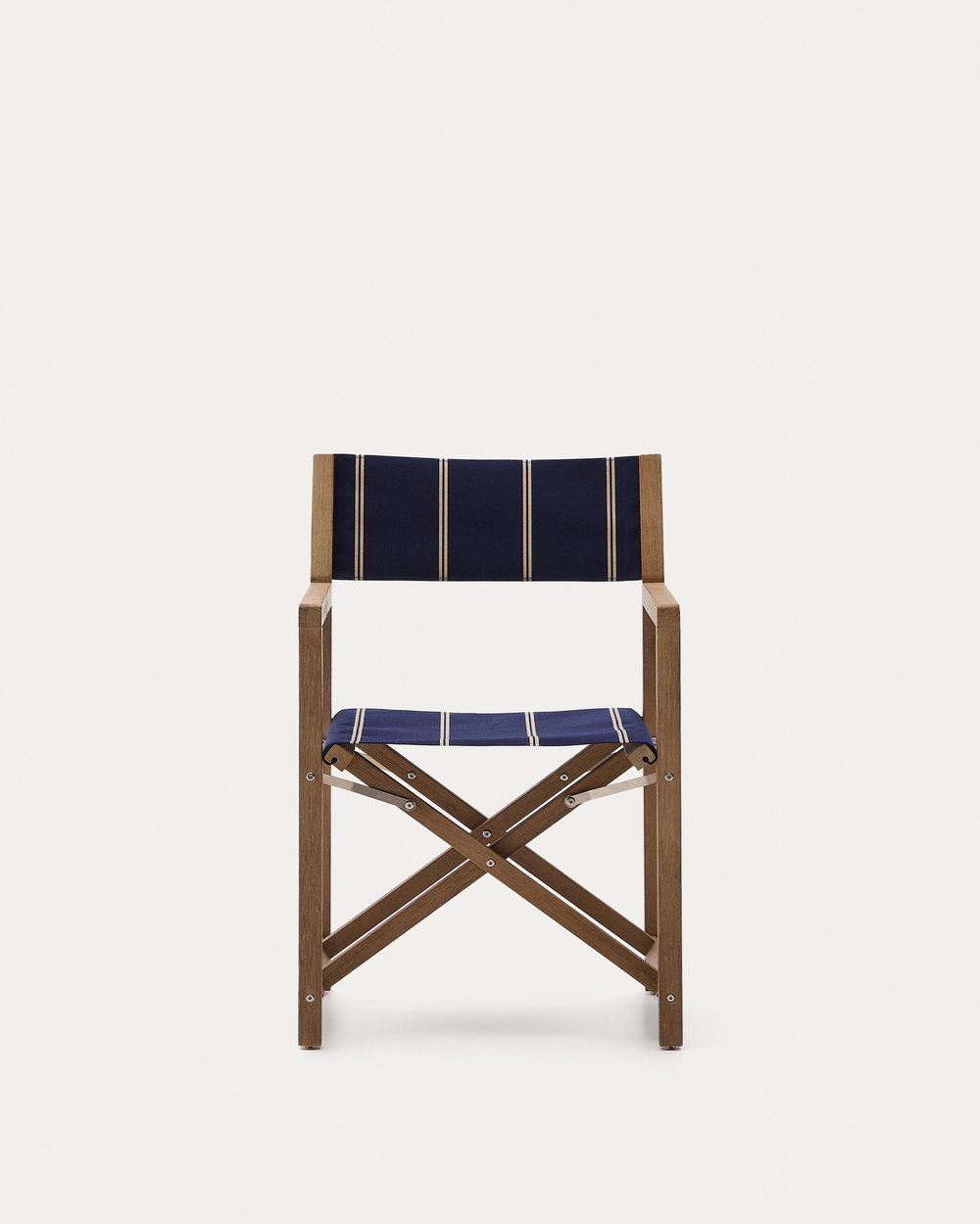 Уличный складной стул Vilara в сине-бежевую полоску из акации