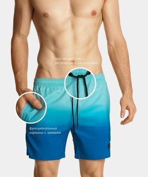 Пляжные шорты мужские Atlantic KMB-210, светло-голубые