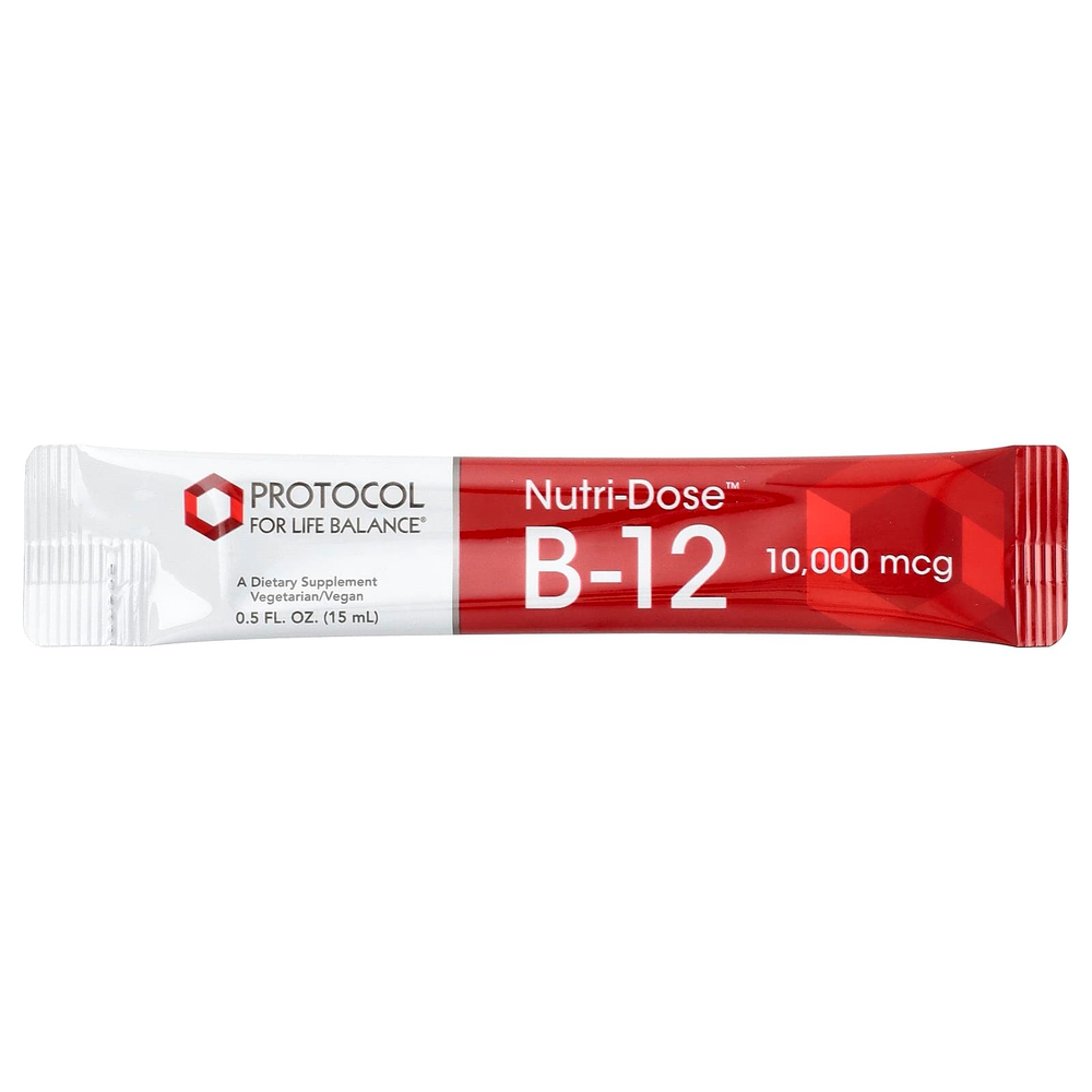 Protocol for Life Balance, Nutri-Dose™ B12, витамин B12, ягодное ассорти, 12 пакетиков по 15 мл (0,5 жидк. унции)