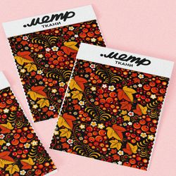 Ткань блэкаут хохломская расцветка