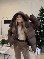 Пуховик Рокет миди шоколад