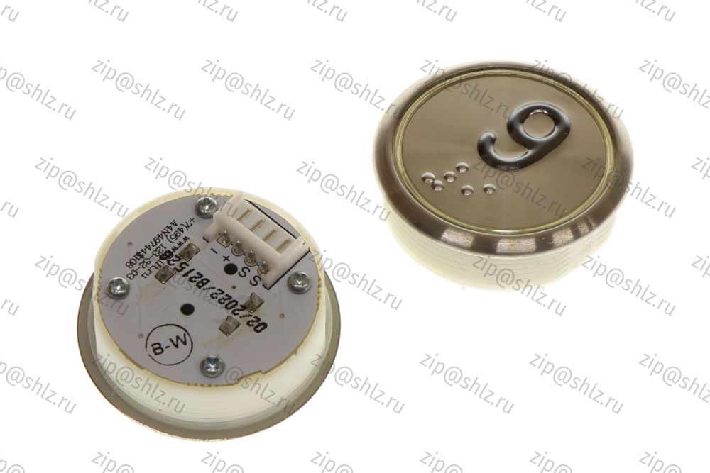 Кнопка (кнопочный модуль) BBP-R331-CMPLT-S-W-09-C &quot;9 этаж&quot;, круглая, статическая белая подсветка, Брайль.