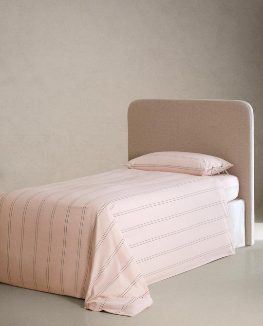 ZARA HOME ДЕТСКИЙ ПОДОДЕЯЛЬНИК В ПОЛОСКУ, РОЗОВЫЙ